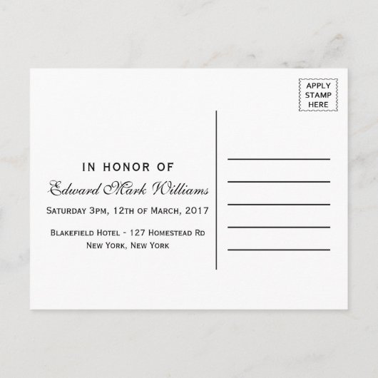 マフィアスーツバチュラーパーティ招待状 インビテーションポストカード (裏面)