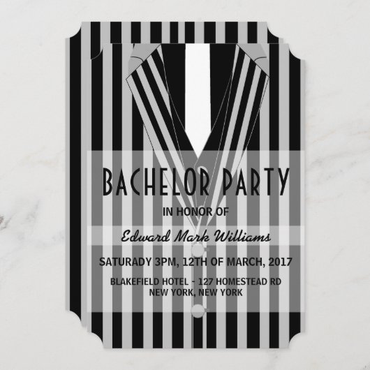 マフィアスーツ独身最後の夜 招待状 (正面/裏面)