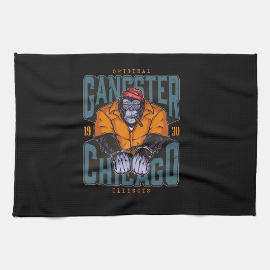 マフィアヴィンテージカラフルデザイン キッチンタオル (横)