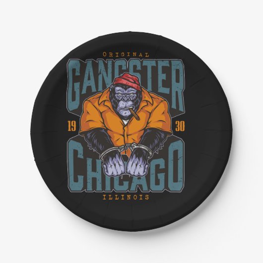 マフィアヴィンテージカラフルデザイン ペーパープレート (正面)