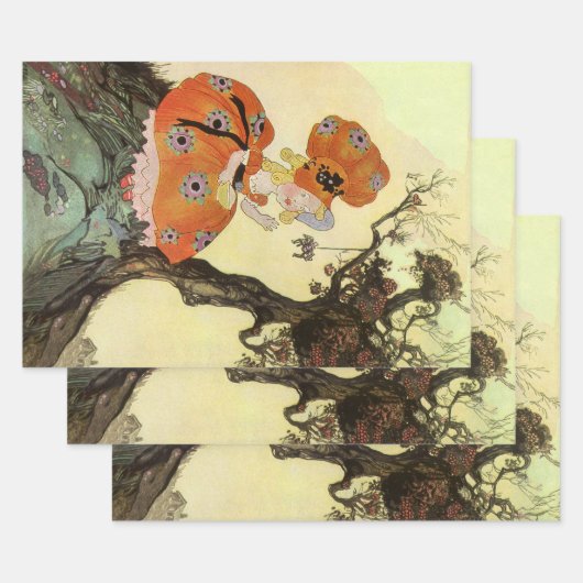 マフィンちゃんとクモ、ヴィンテージ・マザー・グース ラッピングペーパーシート (セット)