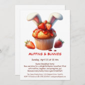 マフィンと朝のひととき - イースターの朝食パーティー 招待状 (正面/裏面)