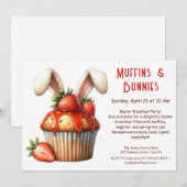 マフィンと朝 – イースター朝食パーティー 招待状 (正面/裏面)