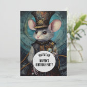 マフィンスチームパンク動物カスタム名 招待状 (スタンド正面)