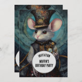 マフィンスチームパンク動物カスタム名 招待状 (正面/裏面)