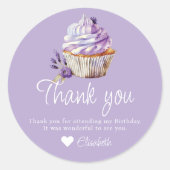 マフィンパープルサンキューパーソナライズされた誕生日 ラウンドシール (正面)