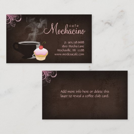 マフィンピンクのコーヒークラブ名刺 名刺 (正面/裏面)