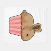 マフィン付きウサギ フリースブランケット (正面(横))