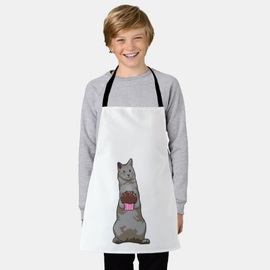 マフィン付き猫 エプロン (着用した状態)