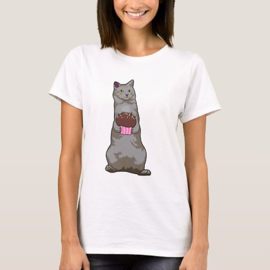 マフィン付き猫 Tシャツ (正面)