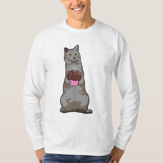 マフィン付き猫 Tシャツ (正面)