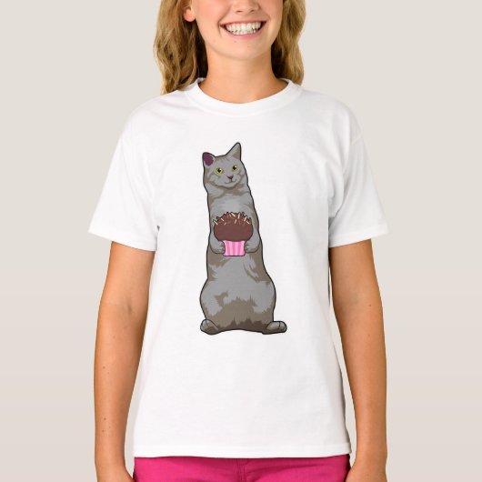 マフィン付き猫 Tシャツ (正面)
