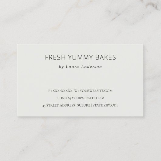 マフィン小麦ブレッドオークレブラウングレーシェフベーキング 名刺 (裏面)