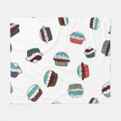 マフィン。ハッピーバースデーのカップケーキの背景（白） フリースブランケット (正面(横))