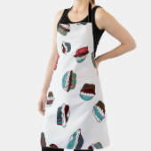 マフィン。ハッピーバースデーカップケーキ背景（白） エプロン (インサイチュ)