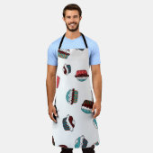 マフィン。ハッピーバースデーカップケーキ背景（白） エプロン (着用した状態)