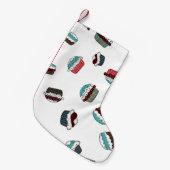 マフィン。ハッピーバースデーカップケーキ背景（白） スモールクリスマスストッキング (正面 (吊り時))