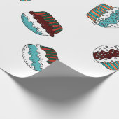 マフィン。ハッピーバースデーカップケーキ背景(白) ラッピングペーパー (角)