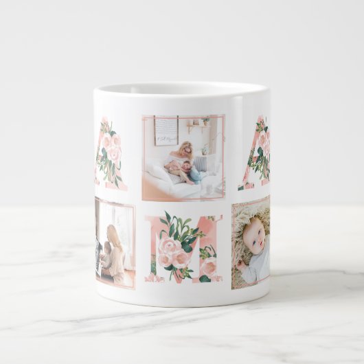 マフォトフローラコラージュカスタムジャイアントコーヒーマグ ジャンボコーヒーマグカップ (正面)