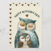 マフクロウ&オウレット水彩木版母の日 シーズンカード (正面/裏面)
