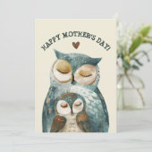 マフクロウ&オウレット水彩木版母の日 シーズンカード (スタンド正面)