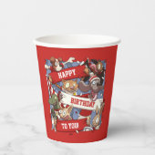 マフラーおもしろいを振る動物の漫画スポーツファン 紙コップ (正面)