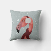 マフラーお洒落を付けた居心地の良い冬のフラミンゴ クッション (裏面)