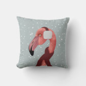 マフラーお洒落を付けた居心地の良い冬のフラミンゴ クッション (正面)
