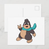 マフラーがおしゃれなモグラ ポストカード (正面/裏面)