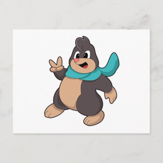 マフラーがおしゃれなモグラ ポストカード (正面)