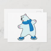 マフラーでアイススケートを楽しむホッキョクグマ ポストカード (正面/裏面)