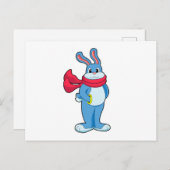 マフラーで暖まる冬のウサギ ポストカード (正面/裏面)