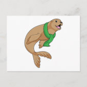 マフラーで覆ったアザラシ ポストカード (正面)