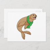 マフラーで覆われたアザラシ ポストカード (正面/裏面)