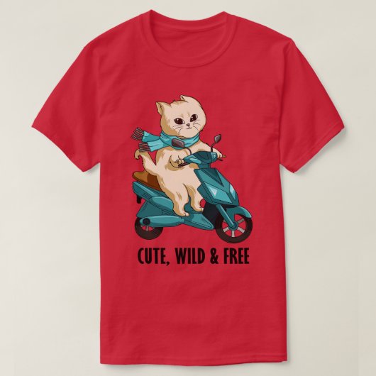 マフラーとオートバイ付き猫 Tシャツ (デザイン正面)