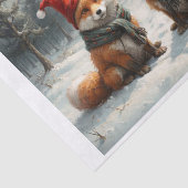 マフラーとサンタハットの付いたミセスとミスターキツネ 薄葉紙 (詳細)