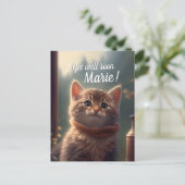 マフラーと一緒に早く回復してねの子猫、カスタマイズ可能 ポストカード (スタンド正面)