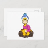 マフラーと帽子をかぶった冬のキリン ポストカード (正面/裏面)