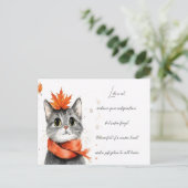 マフラーに包まれたのんびり猫 ポストカード (スタンド正面)