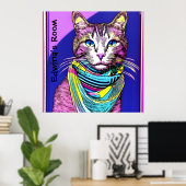 マフラーねこ。名前やテキストを編集可能 ポスター (ホームオフィス)