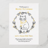 マフラーのかわいいクリスマス猫 箔シーズンカード (正面)