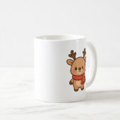 マフラーをしたかわいいトナカイのクリスマスマグカップ コーヒーマグカップ (正面右)
