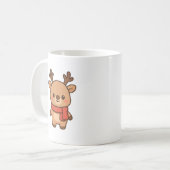 マフラーをしたかわいいトナカイのクリスマスマグカップ コーヒーマグカップ (正面左)