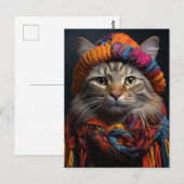 マフラーをしたかわいい猫 ポストカード (正面/裏面)