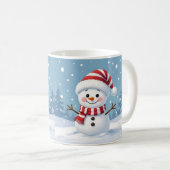 マフラーをしたかわいい雪だるま コーヒーマグカップ (正面右)