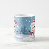 マフラーをしたかわいい雪だるま コーヒーマグカップ (中央)