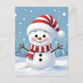 マフラーをしたかわいい雪だるま ポストカード (正面)