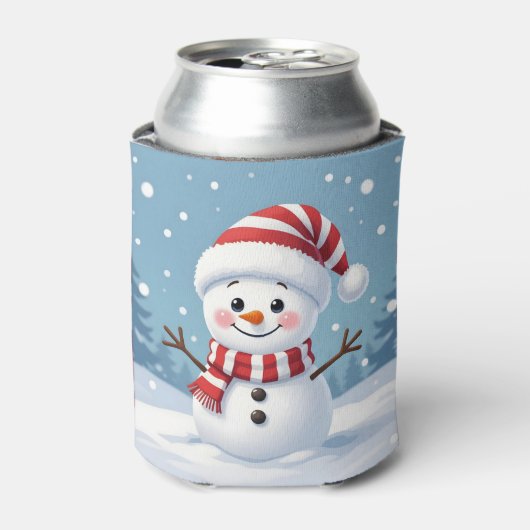 マフラーをしたかわいい雪だるま 缶クーラー (缶正面)