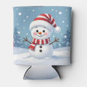 マフラーをしたかわいい雪だるま 缶クーラー (正面)