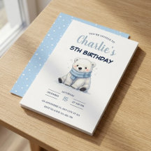 マフラーをしたウォーターカラーポーラーベアの冬の誕生日